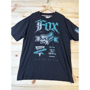 Fox Racing Shirt Mens 2XL Black Graphic Moto Faster Than Lightning Tee Motocross
